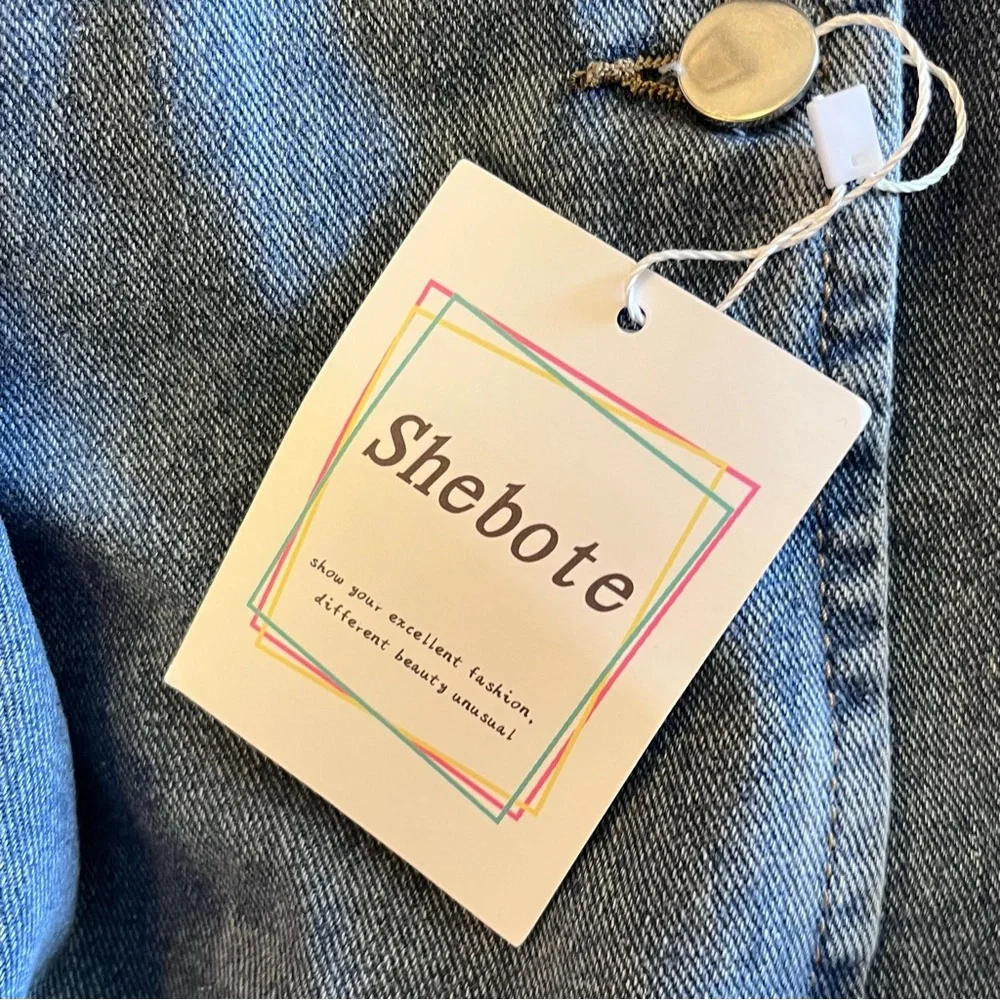 Shebote Denim Vest Size XXL Medium Wash Front Pockets - Picture 5 of 7